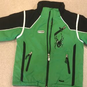 Boys green and black spyder ski jacket